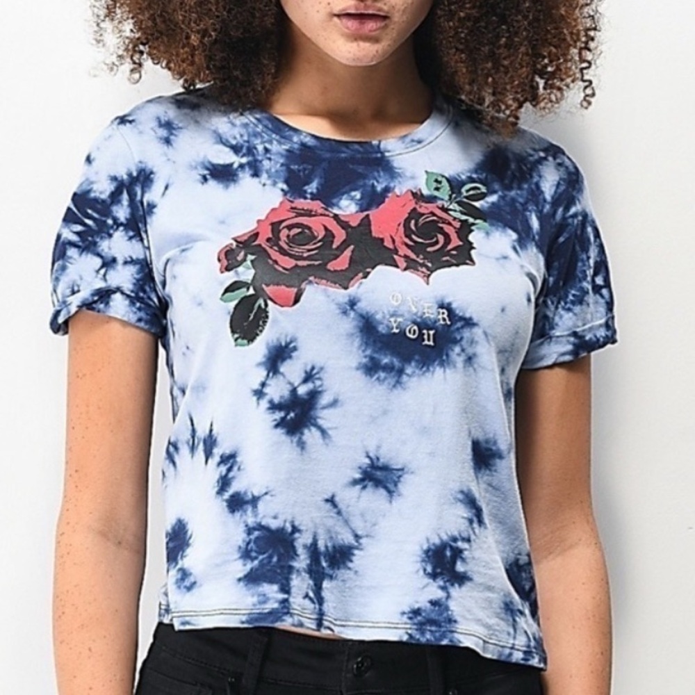 Empyre Tie-Dye Rose Print Crop Top
